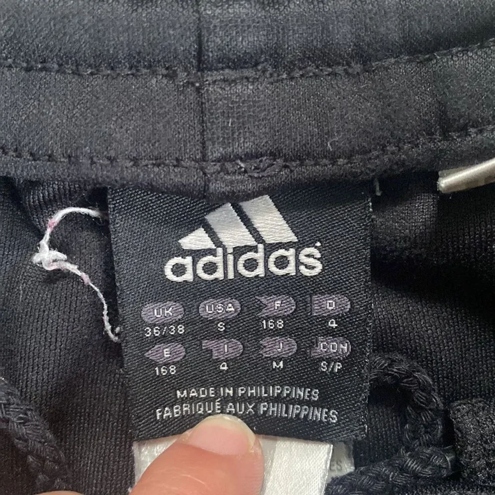 Adidas Unisex Black Athletic Soccer Track Zip Up Pants #9 Sz Small